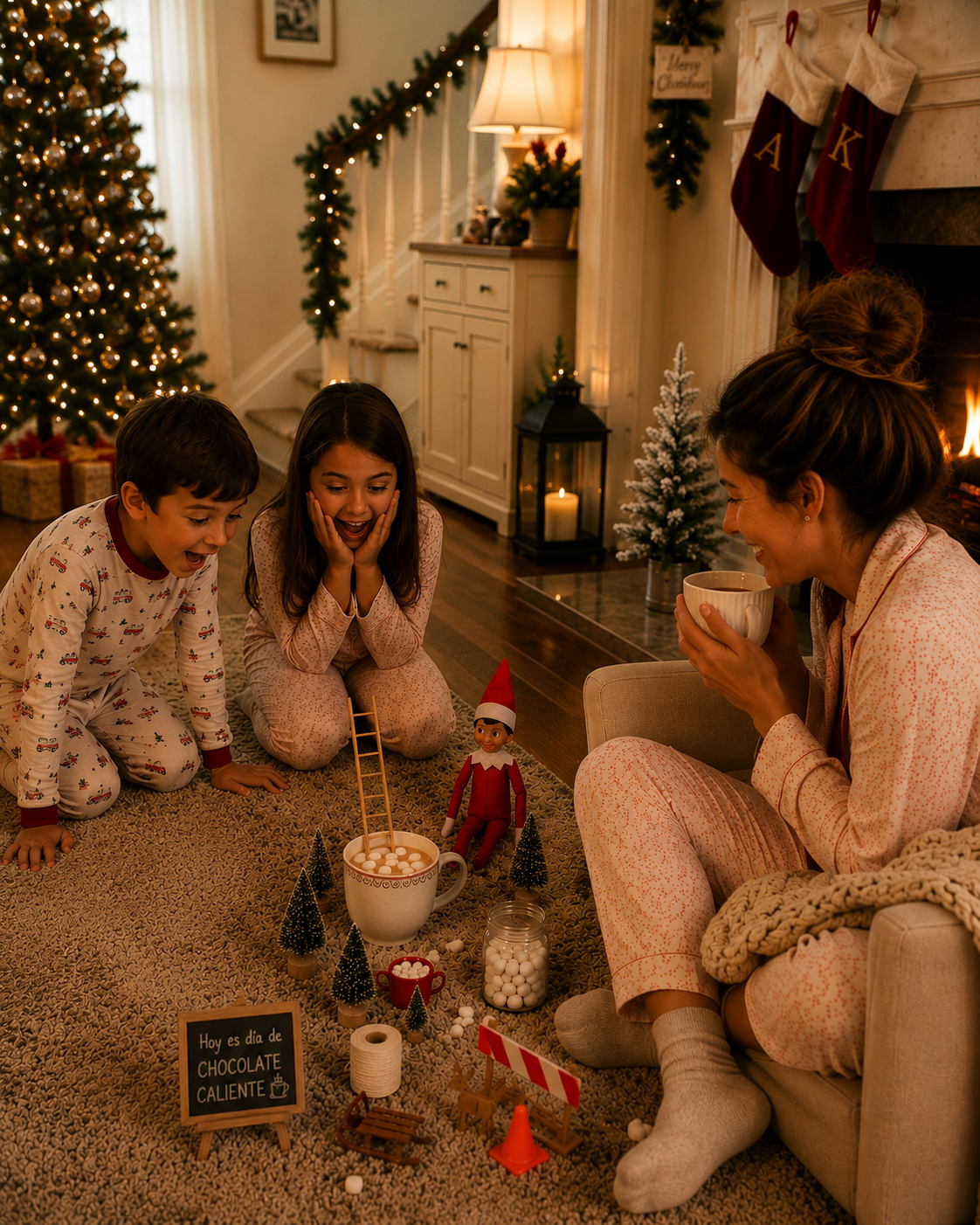 Familia disfrutando junta un momento navideño con el Elf